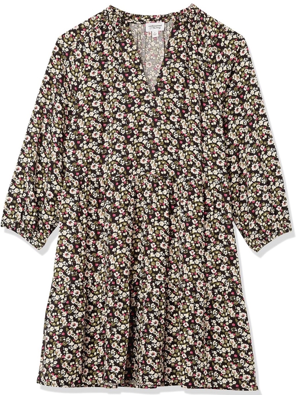 The Drop Womens @Caralynmirand Ruffle-Neck Tiered Mini Dress XL